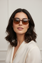 Bayan model leopar cat-eye güneş gözlüğü lifestyle
